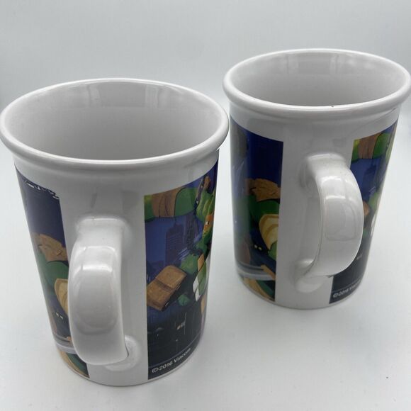 TMNT Pair Of 2 Teenage Mutant Ninja Turtles Coffee Mugs Cups Viacom 2016 Coffee - Picture 3 of 12